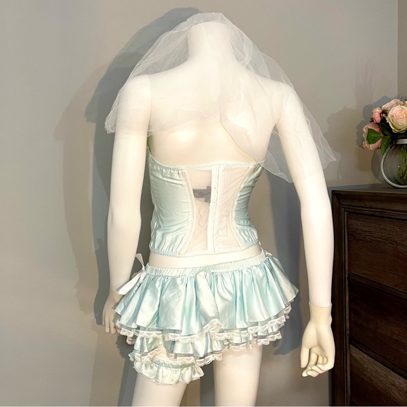 M Complete set VS Victoria’s Secret “Sexy little Bride”Light Blue Satin Costume - Picture 8 of 16